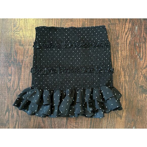 Love Tree Black Polka Dot Ruffled Mini Skirt Size M - Picture 1 of 7